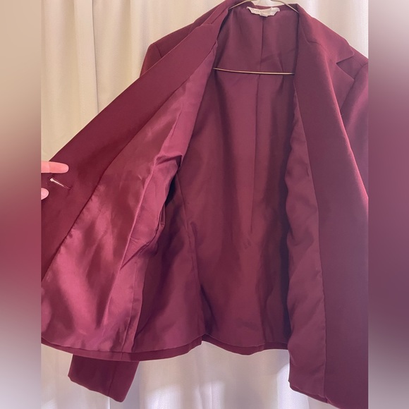 🇨🇦 NWOT vintage women’s blazer single button waist detail burgundy - Picture 3 of 6
